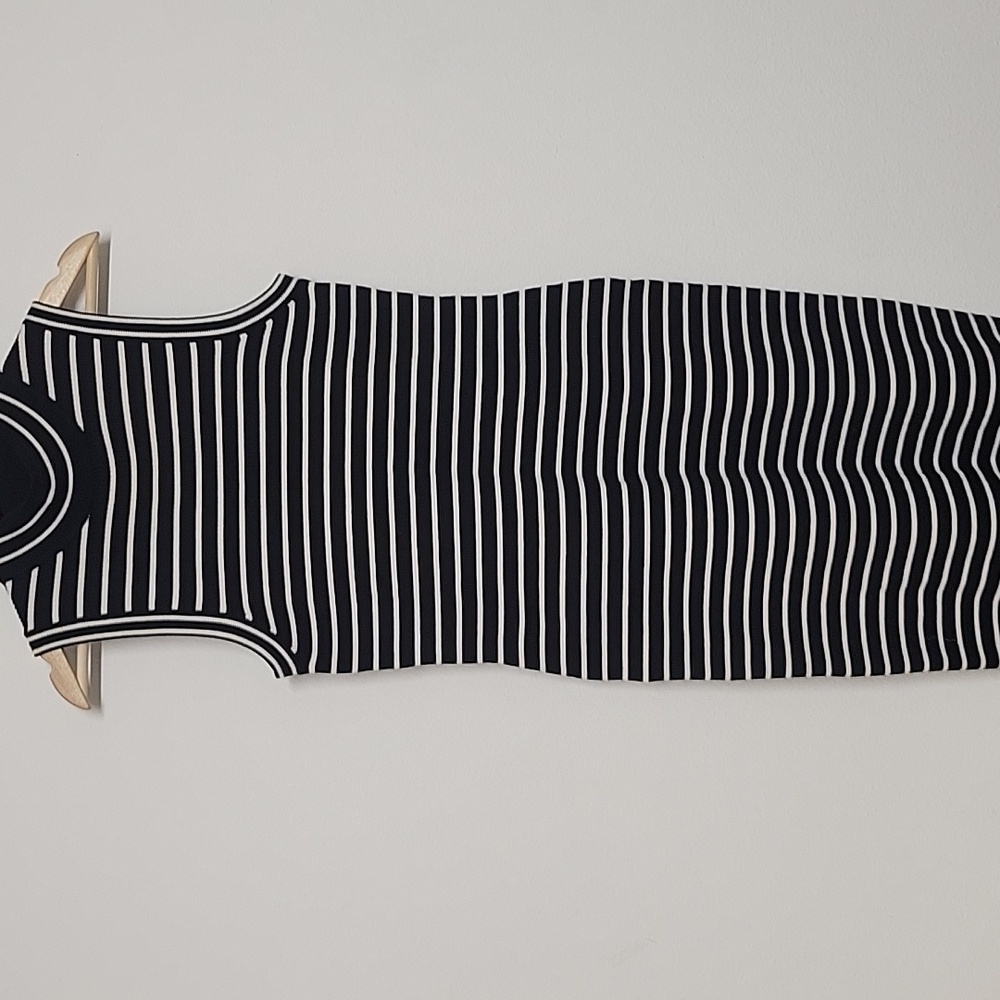 Michael Kors Stretch-Viscose Striped Ribbed Turtle Neck Black, White - Picture 4 of 10